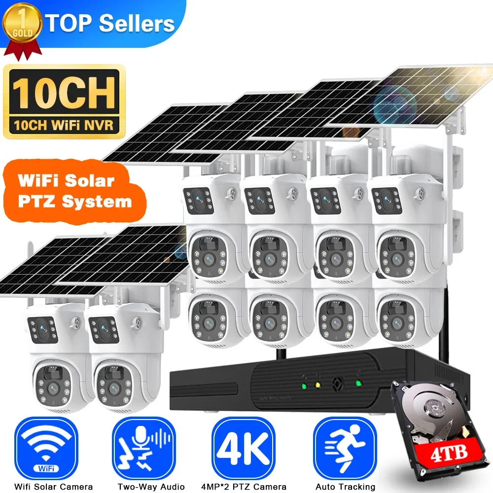 Home Security Premium - Kit Kamera CCTV tenaga surya Wifi,