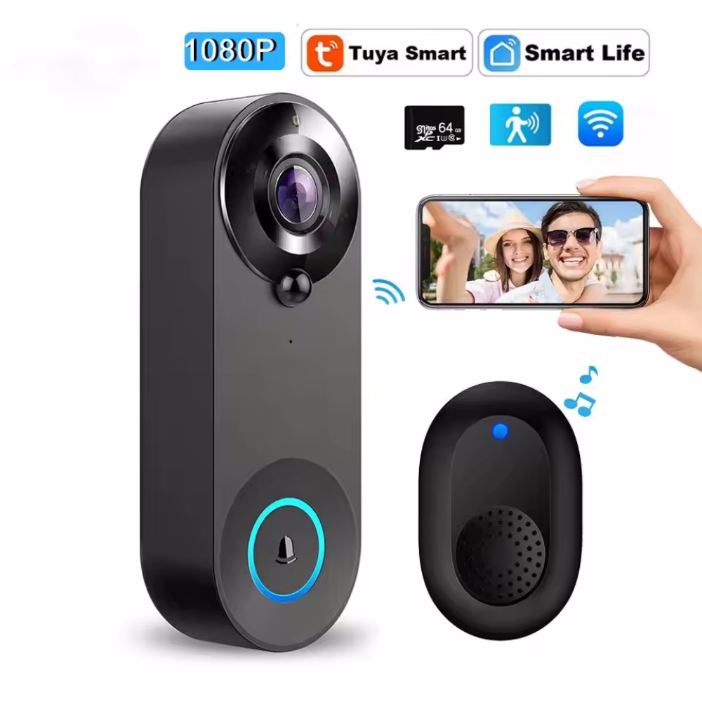 Home Security Premium - Tuya 1080P Bel Pintu WIFI Nirkabel