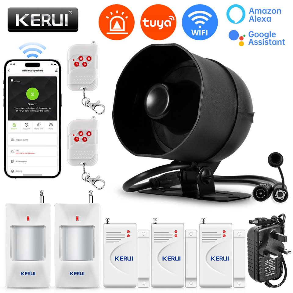 Home Security Technician - KERUI 120db Sistem Alarm Sirene WiFi