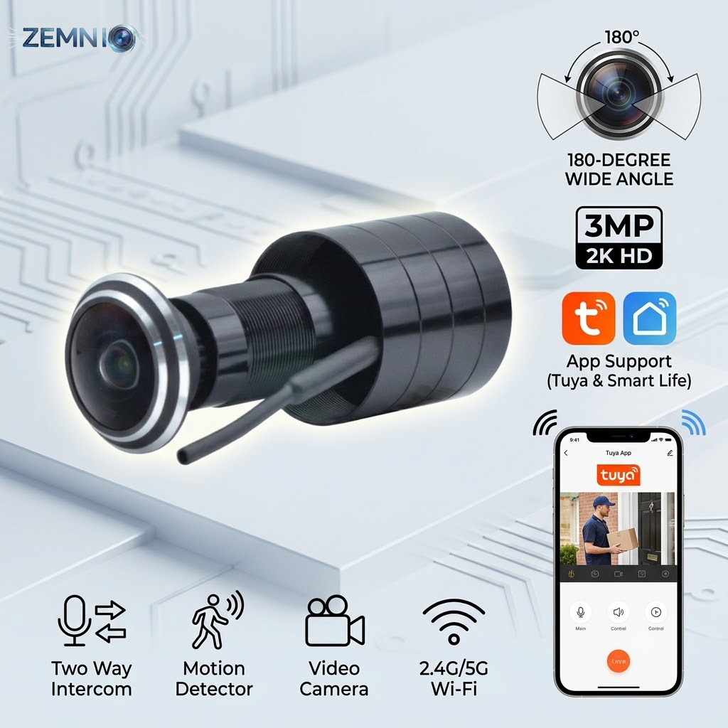 Peephole Camera Viewer - Tuya/Smartlife 180 ° Kamera Lubang Intip