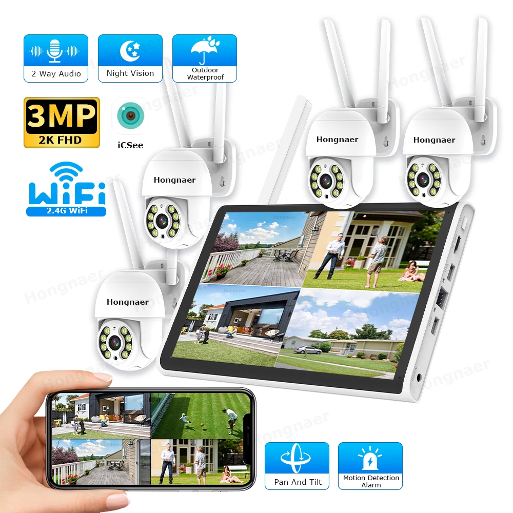 2026 Hongnaer 3MP 4 Channel Wi - Home Security Kit ulasan dan harga